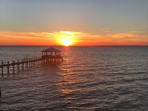mobile bay at sunset from bluff in Fairhope Alabama